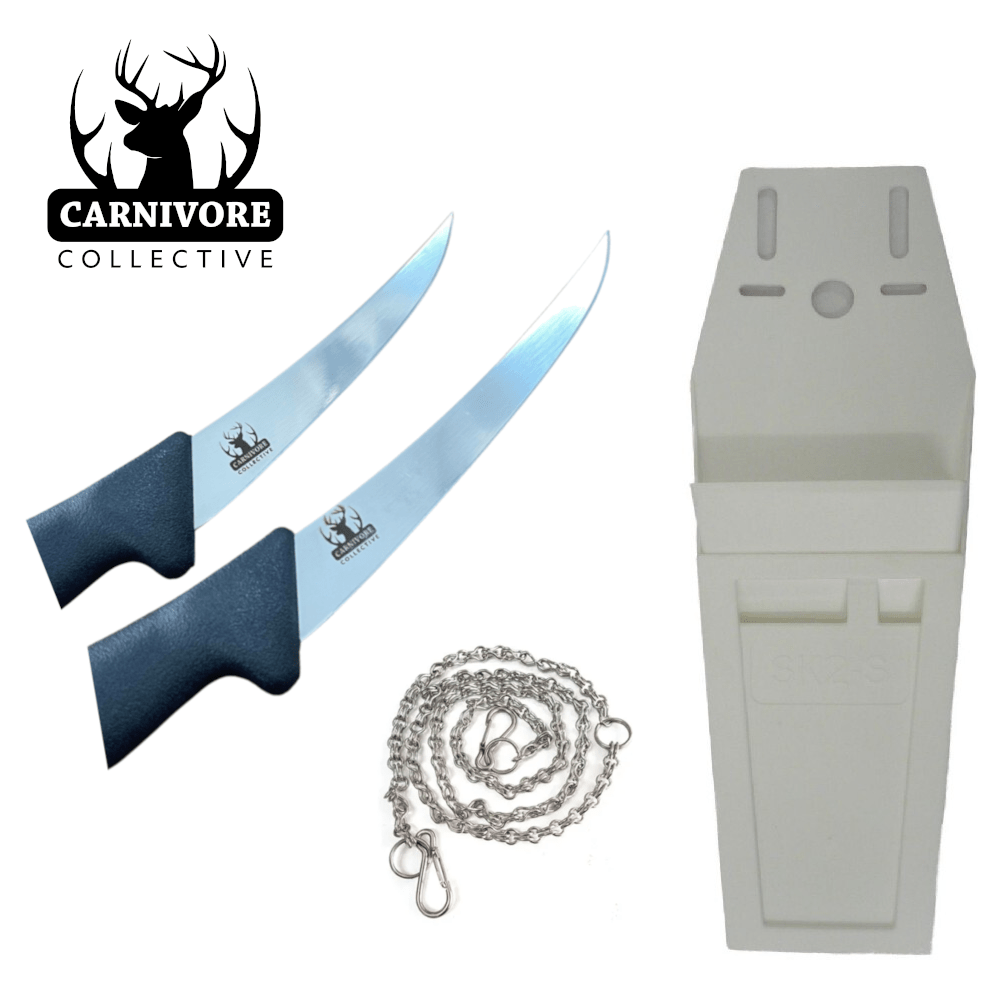 Carnivore Collective 2 Piece Butcher Knife Set, Pouch & Chain