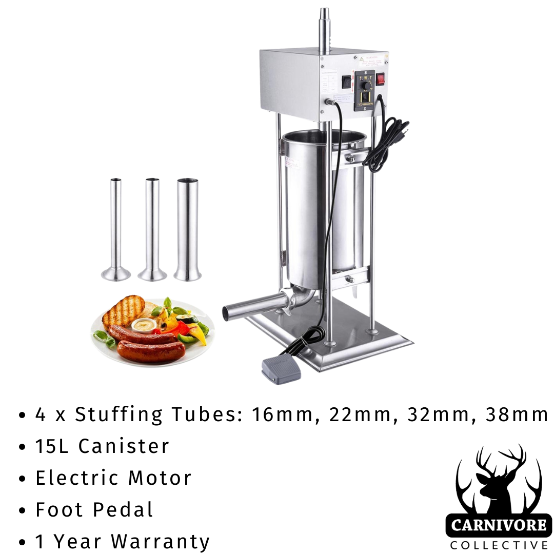 Carnivore Collective Vertical 15L Electric Sausage Stuffer - Traditional Style