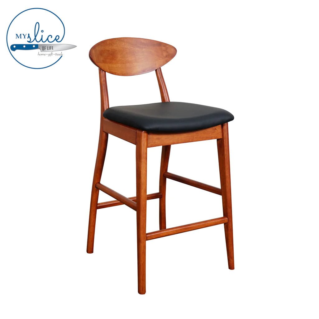Moon Bar Chair (Antique Maple with Black PU)